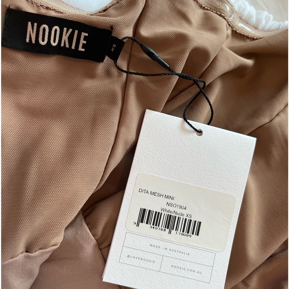 NOOKIE DITA MESH MINI DRESS - WHITE/NUDE NWT - Picture 13 of 16